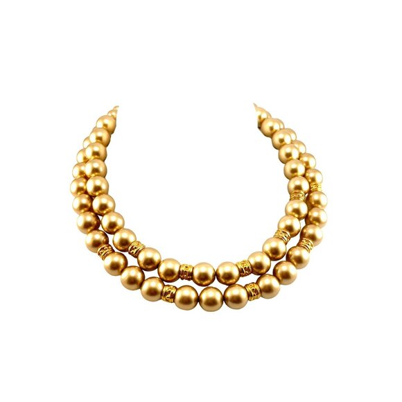 Vintage Carolee Double Strand Golden Chunky Necklace - Picture 3 of 7